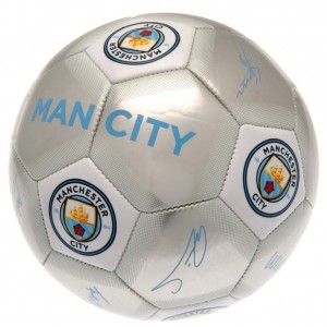 Manchester City  FC Signature Football Size 5, Silver  and Blue | English Premier League Club Footballs | Manchester City FC Merchandise