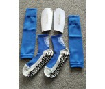 3 PACK ,FOOTBALL GRIP SOCKS, BLUE, SHIN PADS AND  SOCK SLEEVES, US 7 to 9