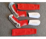 3 PACK ,FOOTBALL GRIP SOCKS, RED, SHIN PADS AND  SOCK SLEEVES, US 7 to 9