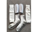 3 PACK ,FOOTBALL GRIP SOCKS, WHITE, SHIN PADS AND  SOCK SLEEVES, US 7 to 9